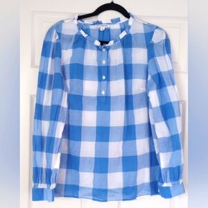 Kim Rogers Blue And White Peasant Long Sleeves Blouse| Women Size: M